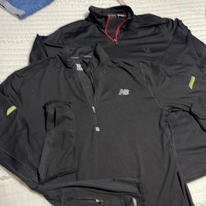 Spyder Men Medium Black Red Zip Front Long Sleeve Hiking Camping Outdoors Shirt